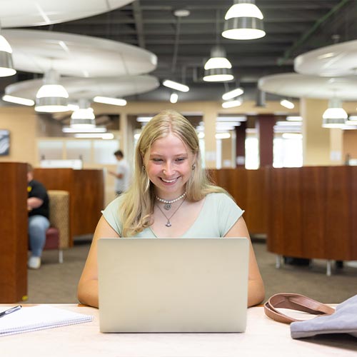 ksu student researching advising on their laptop.