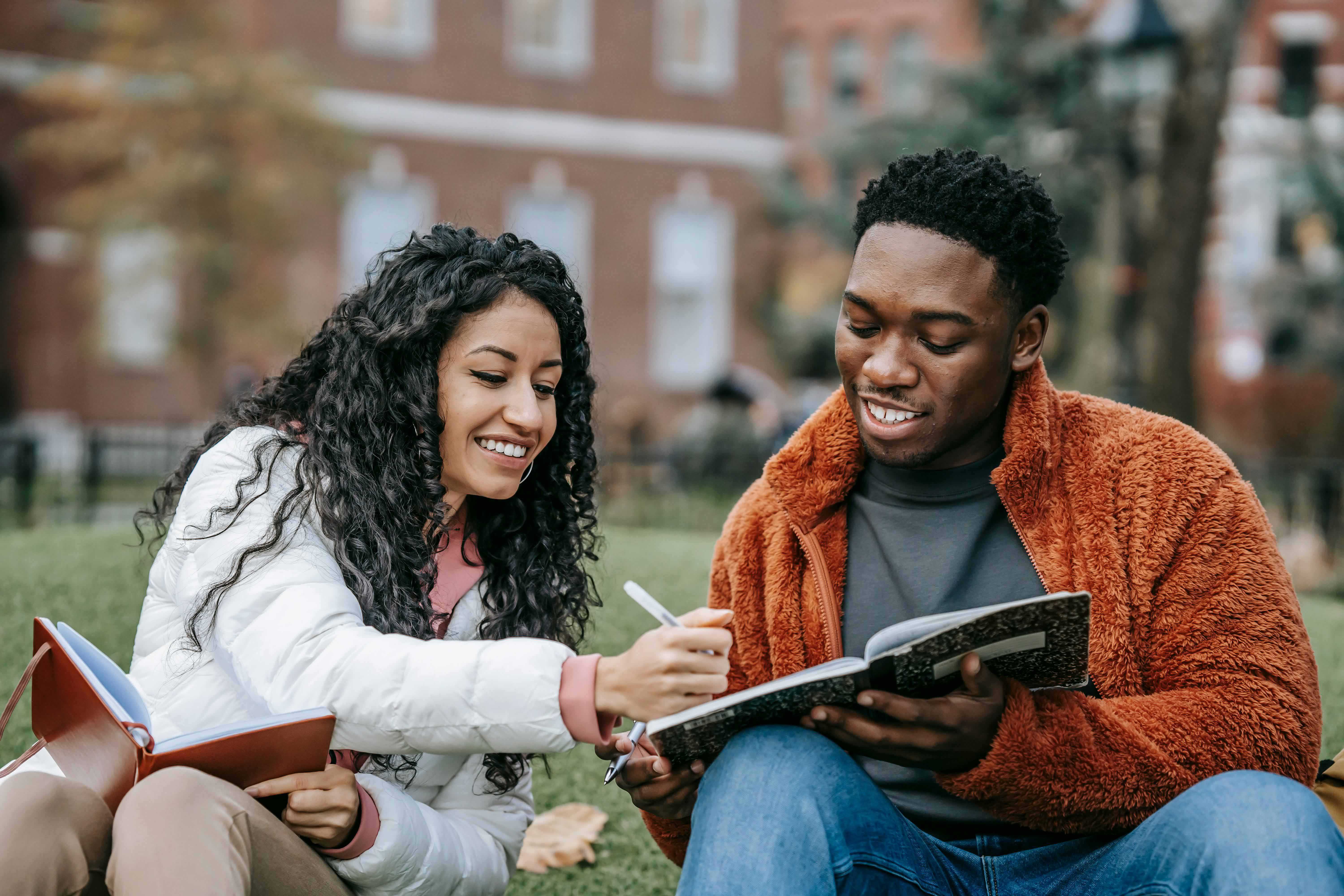 Two students study together at Kennesaw State.