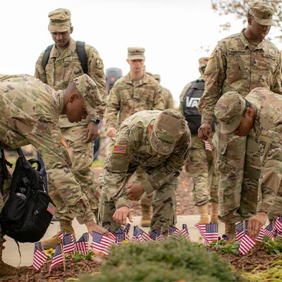 military students celebrating a event.