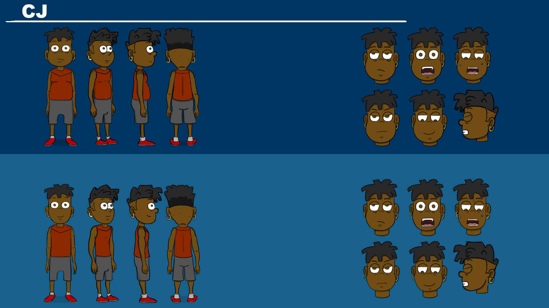  / This is the turnaround and expression sheet for my character in my film "One's Journey". Created using Photoshop 