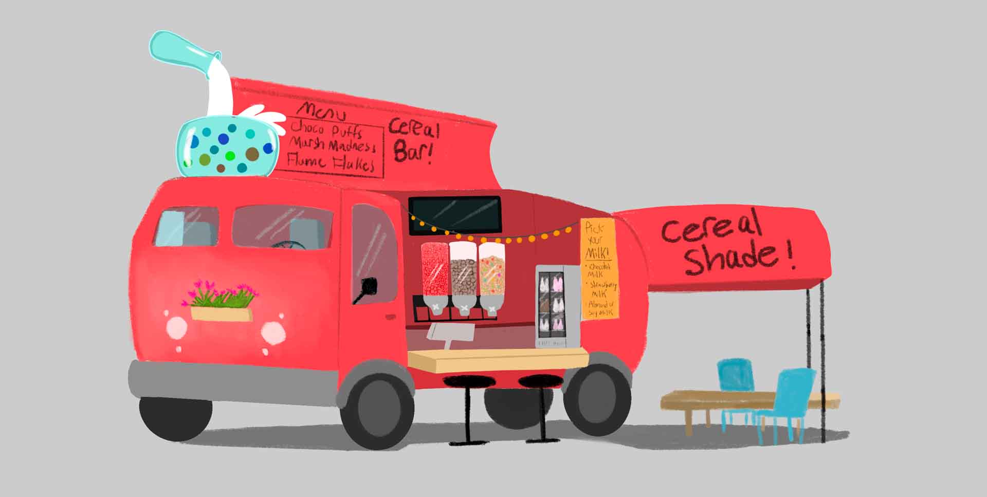  / Still image of food truck done in Procreate 