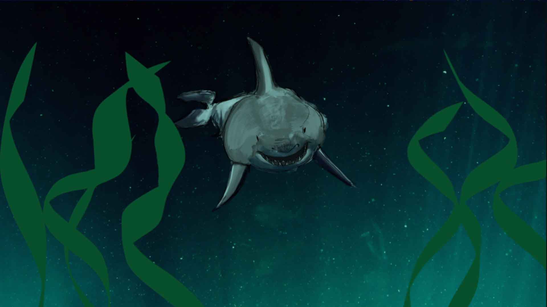  / Still of a shark from "Childhood Fears" a 30 second animated short. Using Photoshop, and AfterEffects 