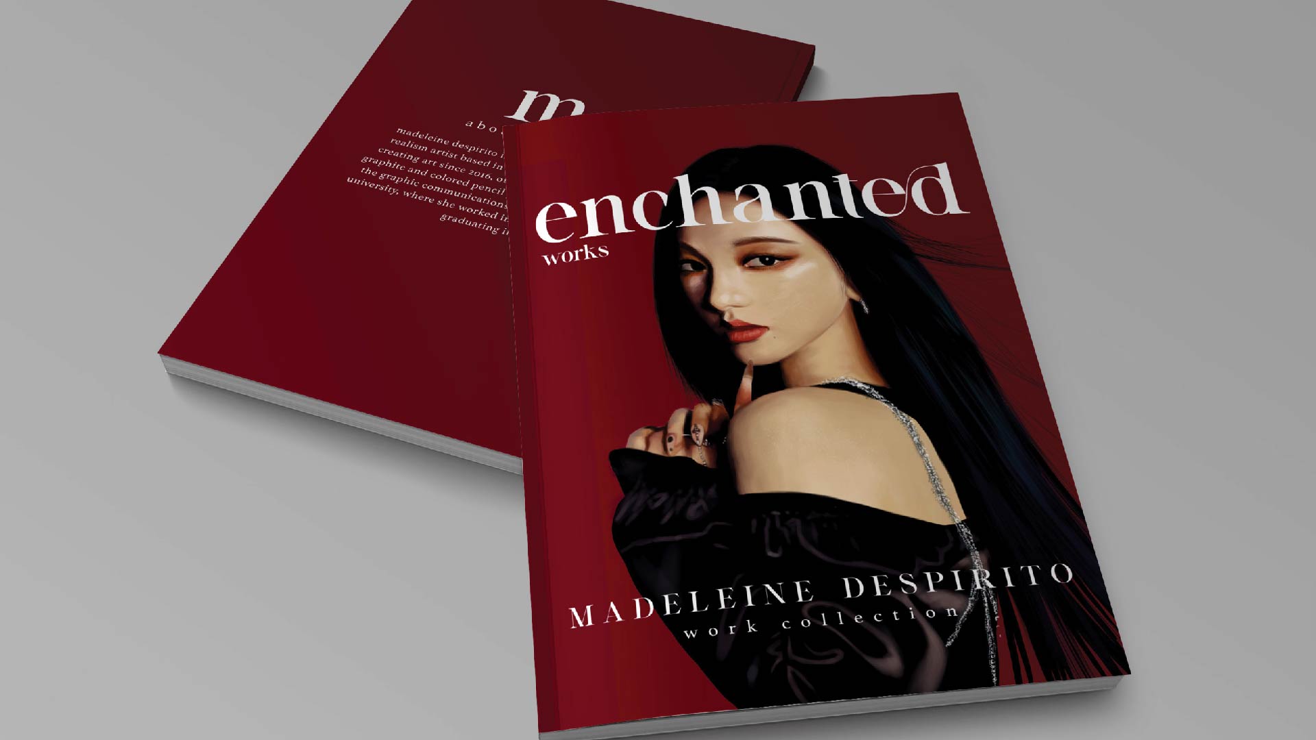 Enchanted Works / “Enchanted Works,” magazine, 8 x 10 inches print magazine, 2023. This magazine displays the portfolio of Madeleine DeSpirito while also describing the processes + explaining the meaning behind those works.