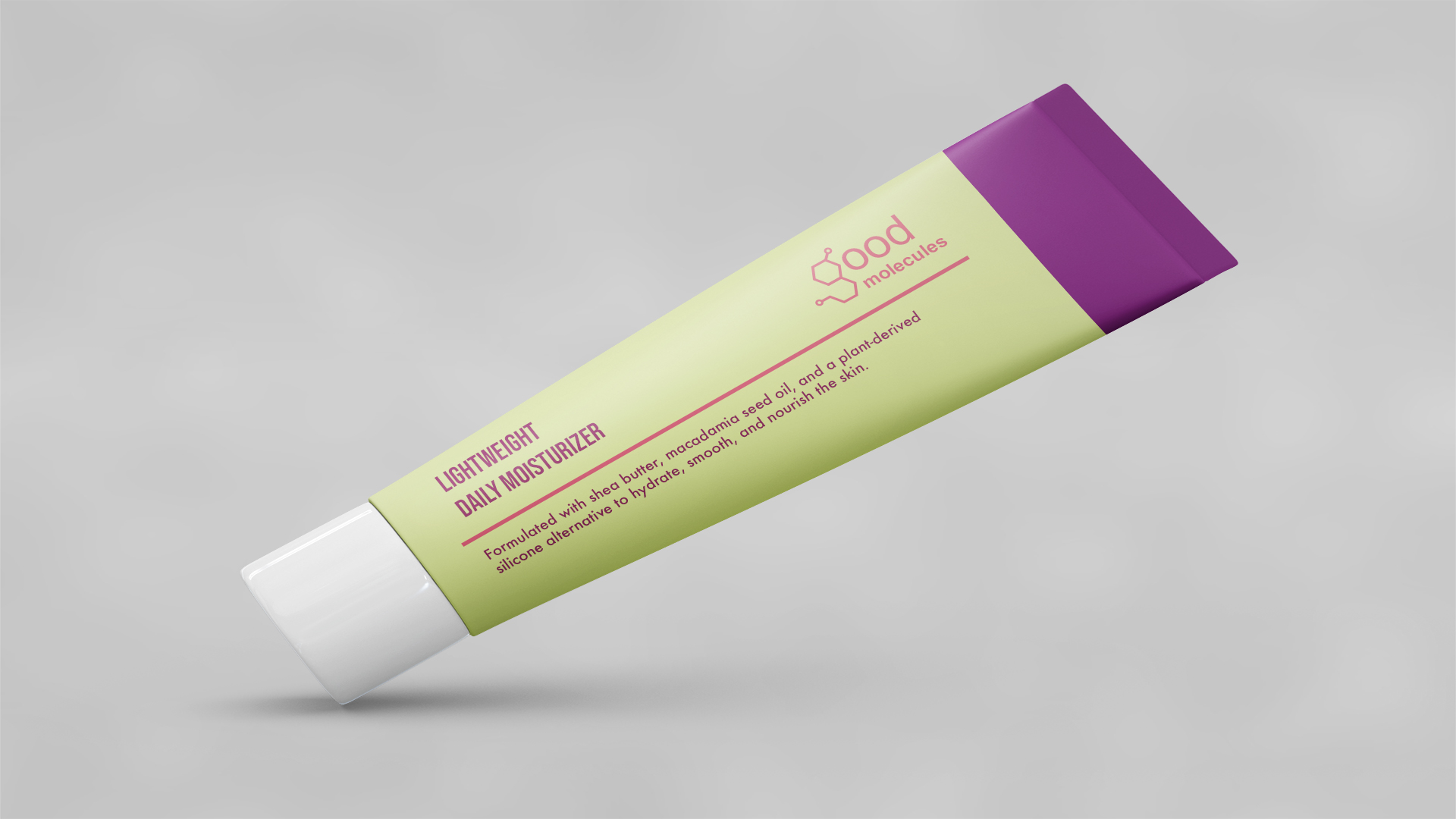 Good Molecules / “Good Molecules,” Logo, 2 x 6 inches manufactured bottle, 2024. Logo for Good Molecules skincare brand.