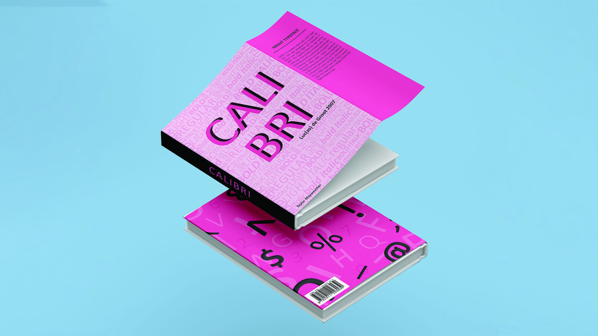 Calibri Dust Jacket / "Calibri Dust Jacket," dust jacket 9 x 17 inches print product, 2022.This design aims to attract attention with a modern presentation, using Calibri's style to make the book more appealing and engaging for readers.