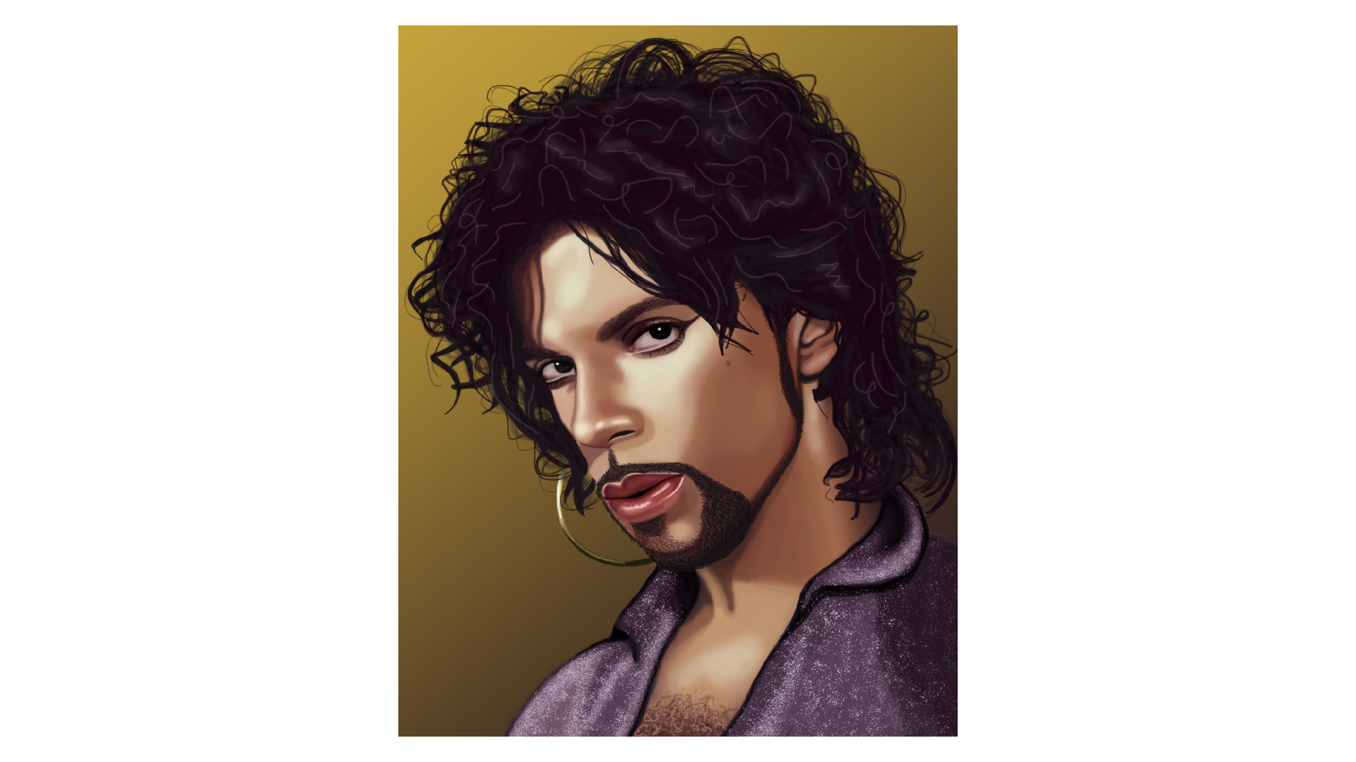 Prince / “Prince,” electronic illustration, 11 x 14, 2021. This electronic illustration is a portrait of Prince.