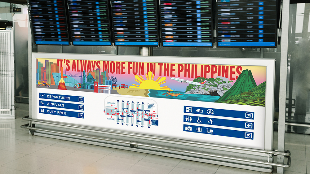 Filipino Fun / “Filipino Fun,” Signage, 10 x 2 feet, print ad, 2023. Philippines airlines signage to advertise with tourist visiting the Philippines having fun.