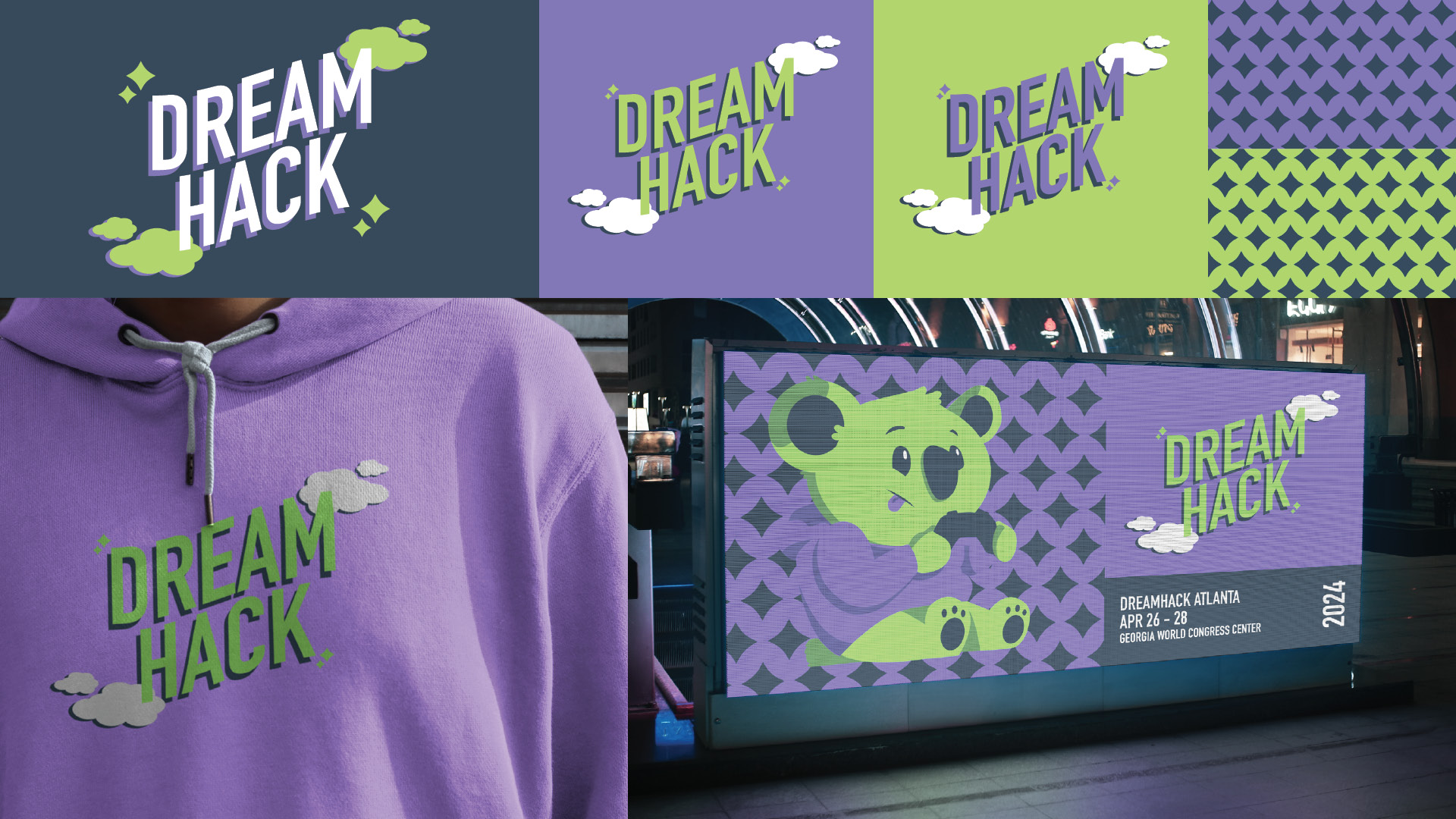 Dreamhack Branding / "Dreamhack Branding," convention redesign, 2023. This is a mock redesign for the gaming convention, "Dreamhack" in Atlanta.