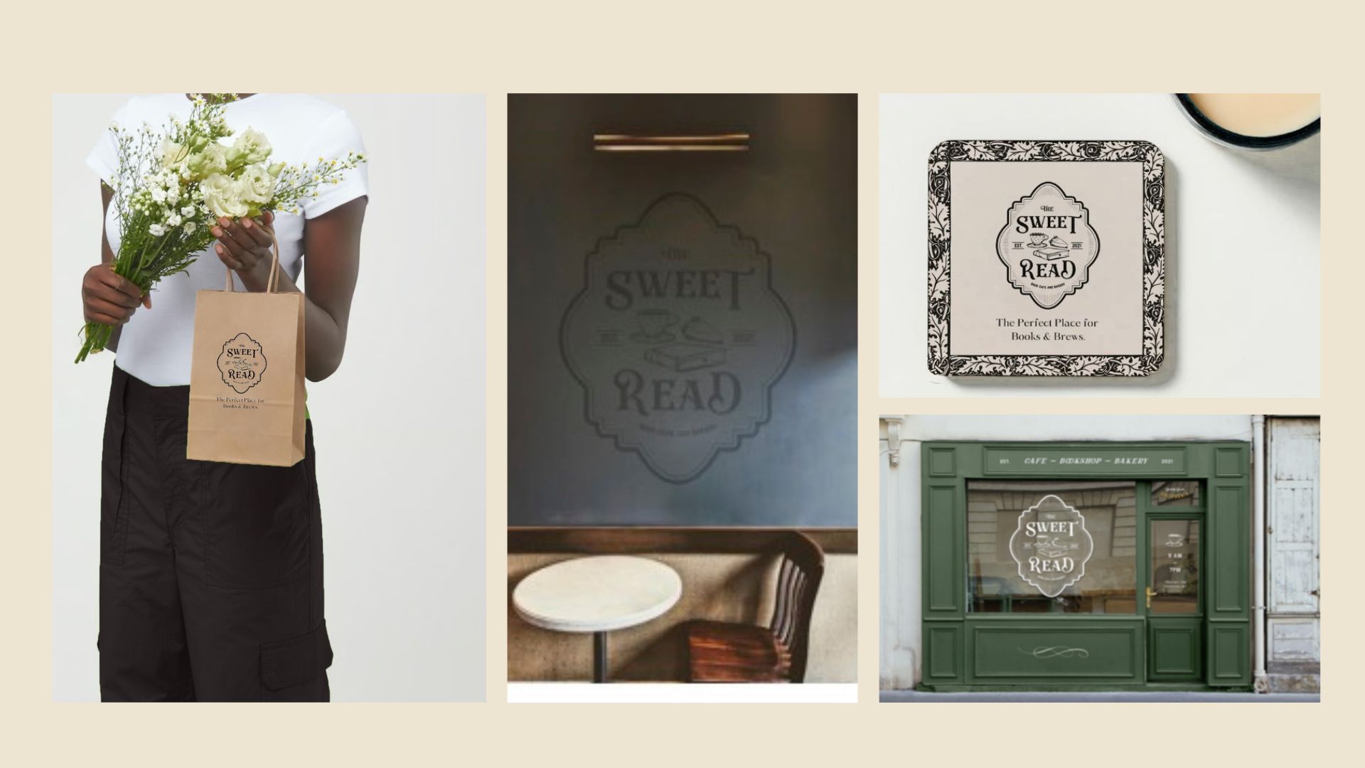 The Sweet Read Redesign / "The Sweet Read Redesign," rebrand, 2023.  This piece is rebranding of the coffee shop, The Sweet Read; this was a collaborative project. 