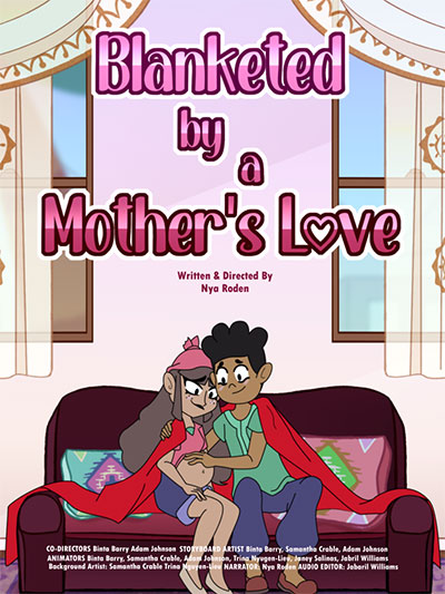 Barry Fatoumata / Poster of characters Sera and Adam from "Blanketed by a Mothers Love", a 2:13-minute short film. 