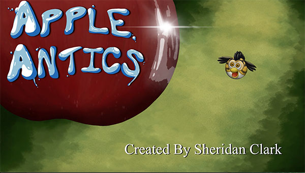  / Title card from "Apple Antics," a 4-minute animated short created using TVPaint, Procreate, Audacity, and After Effects.