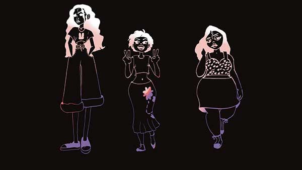  / Character design of three women.