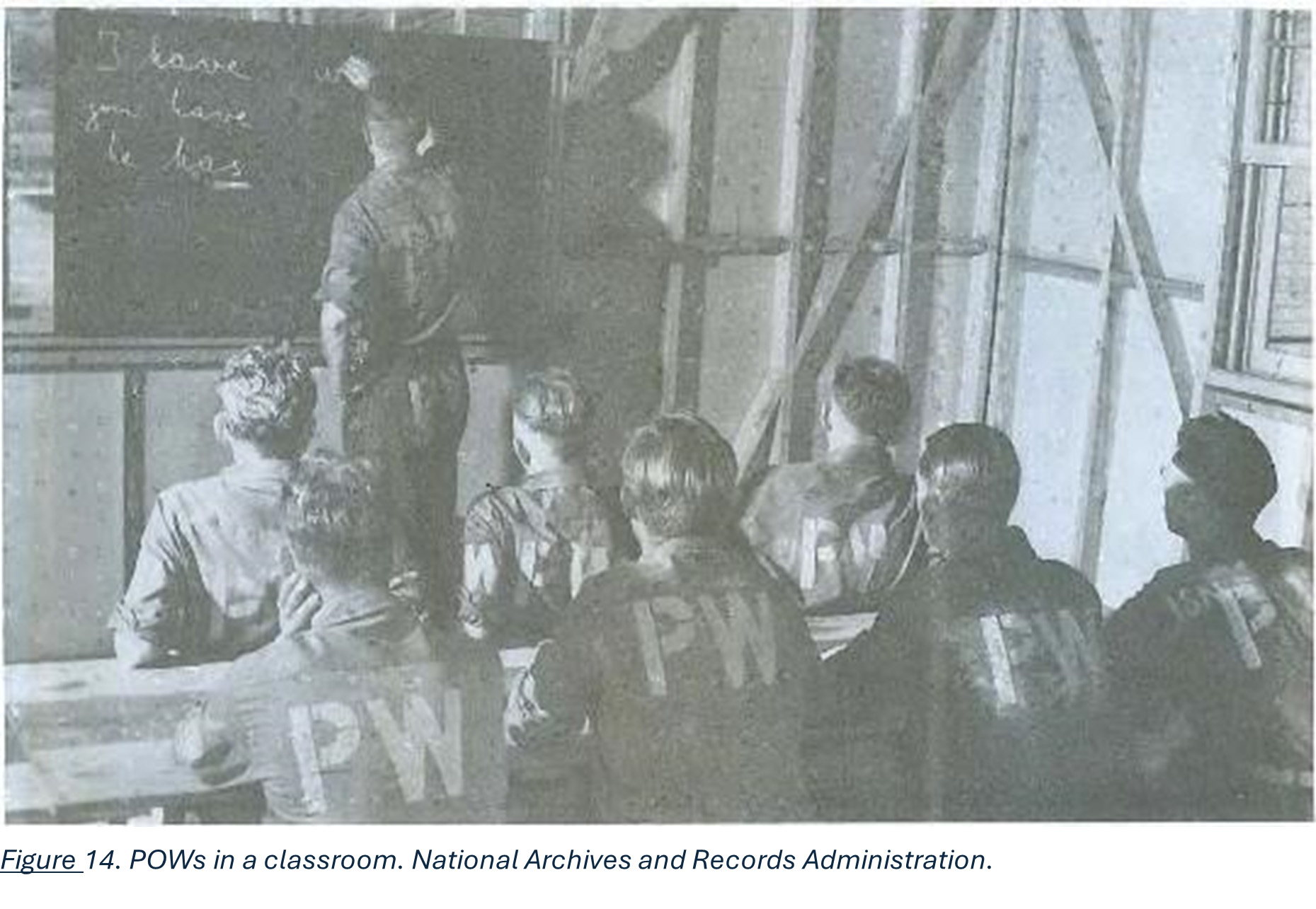 POWs in a classroom / POWs in a classroom. Courtesy of National Archives and Records Administration.