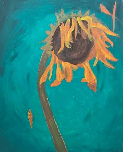  / "Sunflower" is acrylic on canvas.