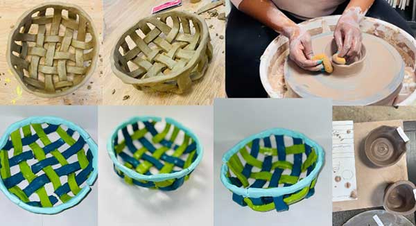  / These are in process images of my ceramic pieces. Hand built woven ceramic bowl, Wheel thrown ceramic bowls.