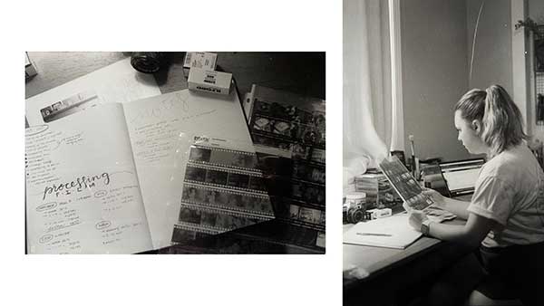  / Self-portraits of choosing negatives and taking notes about the printing process and exposure times