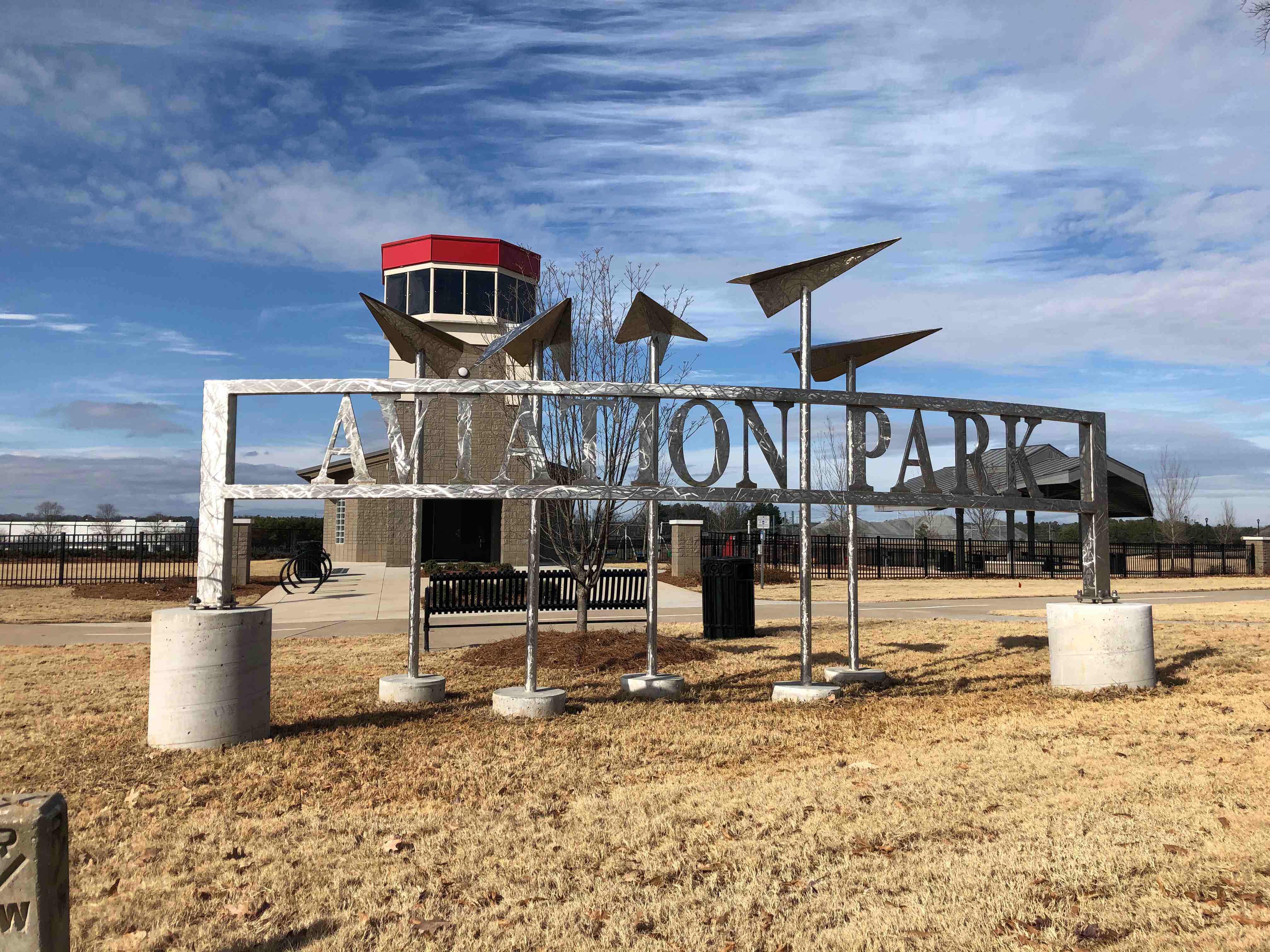 Aviation Park Sign, Stainless Steel, 2018. Kennesaw Georgia / Aviation Park Sign, Stainless Steel, 2018. Kennesaw Georgia