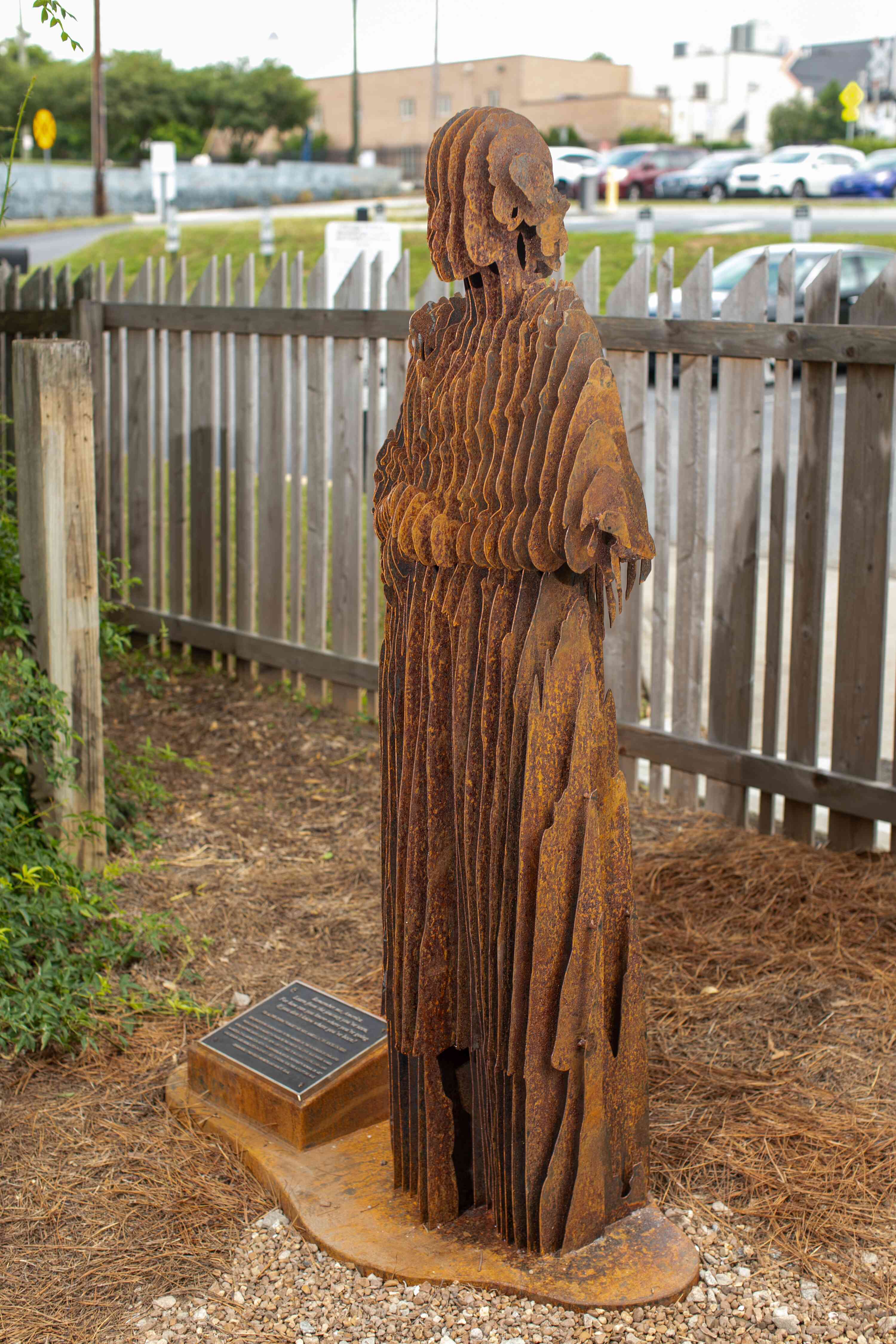 Root House Memorial Project, Corten Steel, Cast Bronze, 2021. William Root House in Marietta Georgia / Root House Memorial Project, Corten Steel, Cast Bronze, 2021. William Root House in Marietta Georgia