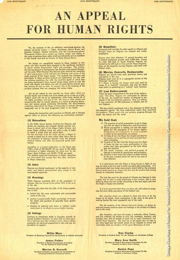 historical document - an appeal for human rights