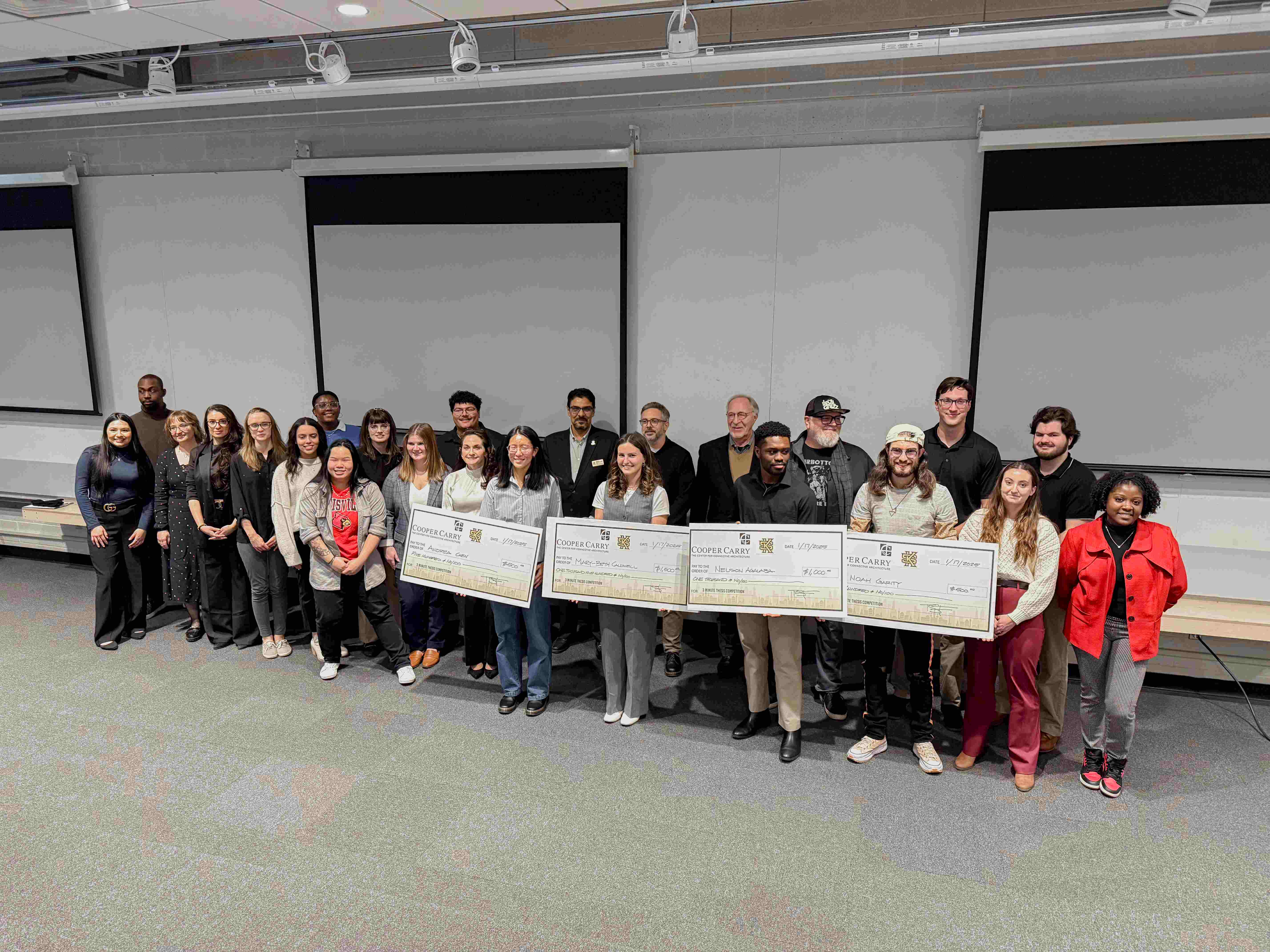 3 Minute Thesis student finalists. 