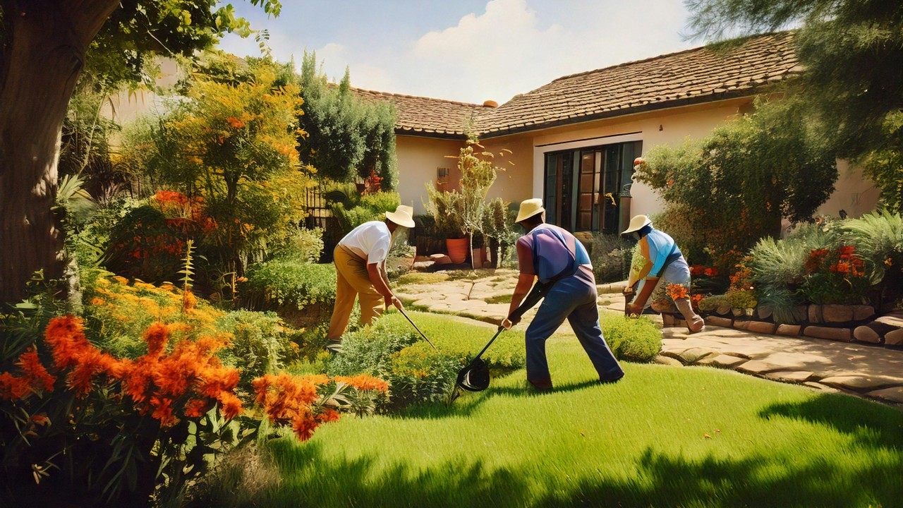 gardemers working in yard