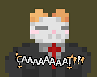 Image of an 8-bit pixel cat in a suit with the title Caaaaaaat!!!