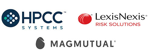 hackathon sponsors hpcc systems, lexis nexis risk solutions and magmutual logos