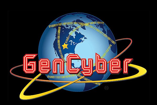 Gencyber logo globe with rings around it