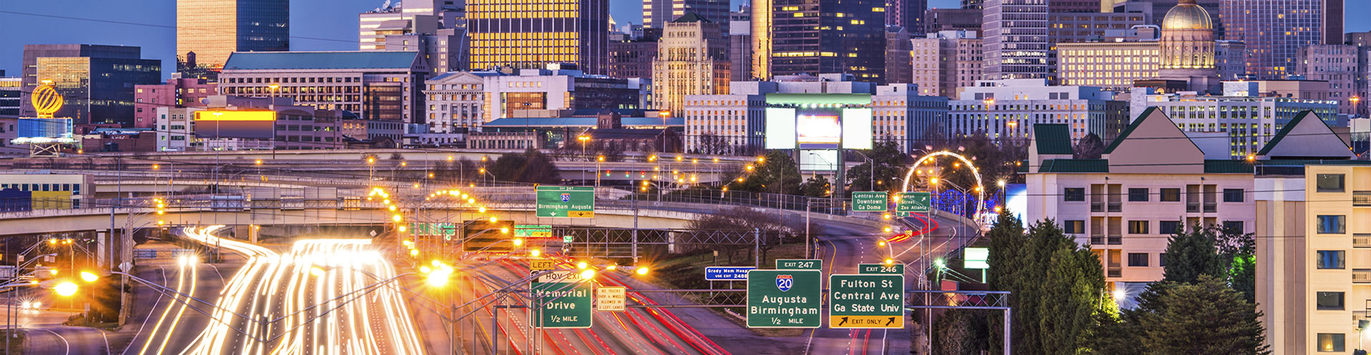 busy downtown streets of atlanta at night