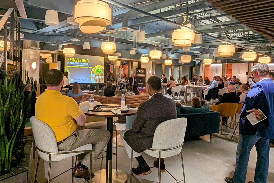 group of men at a panel talk