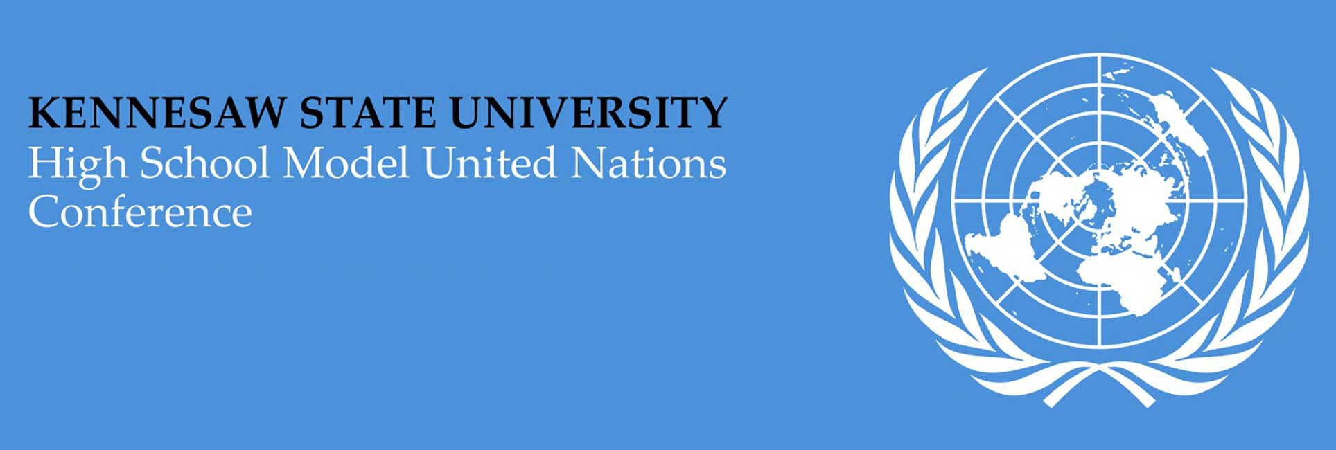 ksu high school model united nations conference with united nations logo blue background