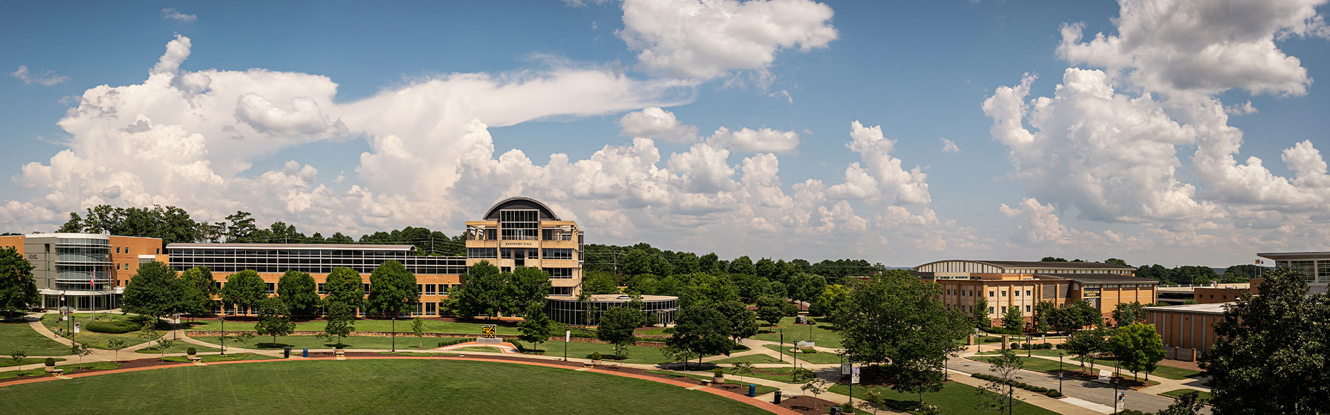 drone view of the kennesaw campus green.