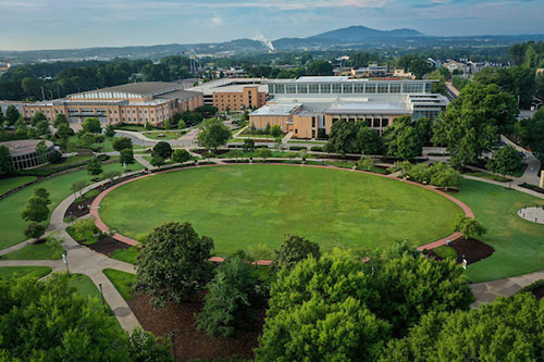 Photo of the green at ksu in the fall