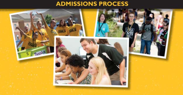 photo collage of admissions process with ksu students.