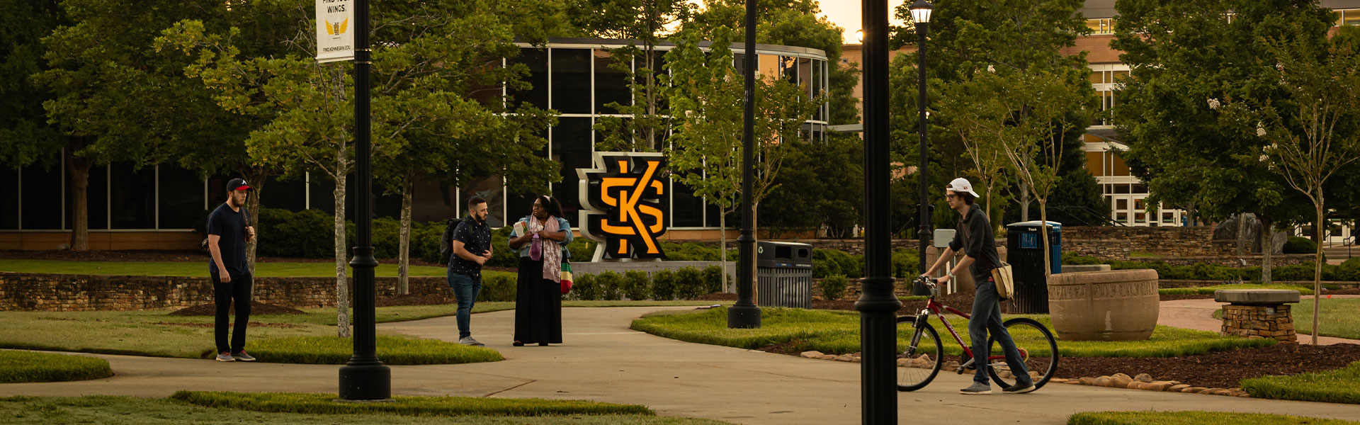 ksu students walking on campus.