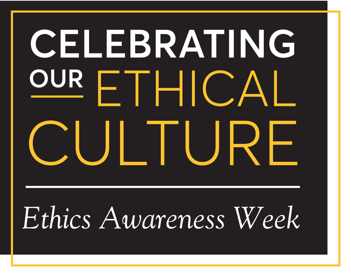 A graphic display of the phrase "Celebrating Our Ethical Culture," highlighting commitment to ethical practices.