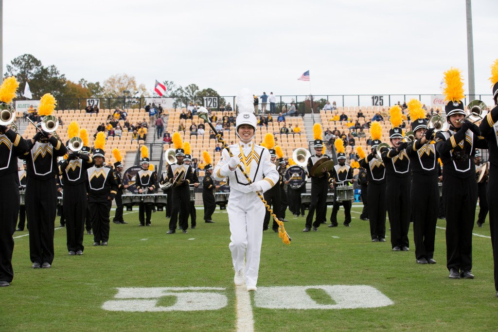 ksu marching band with leader