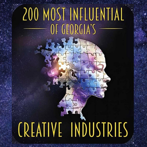  A square graphic with a dark purple background. The text "200 MOST INFLUENTIAL OF GEORGIA'S CREATIVE INDUSTRIES" is displayed in white, with a gold line beneath it.