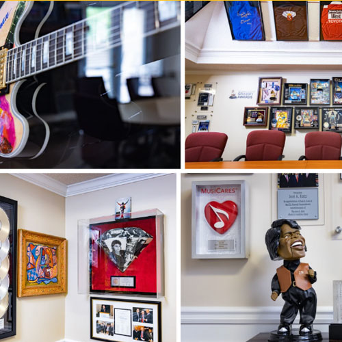 Collage of Memorabilia donated to Kennesaw State's Music and Entertainment Business program.