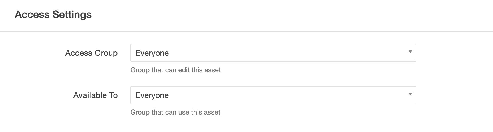 asset access settings set to everyone