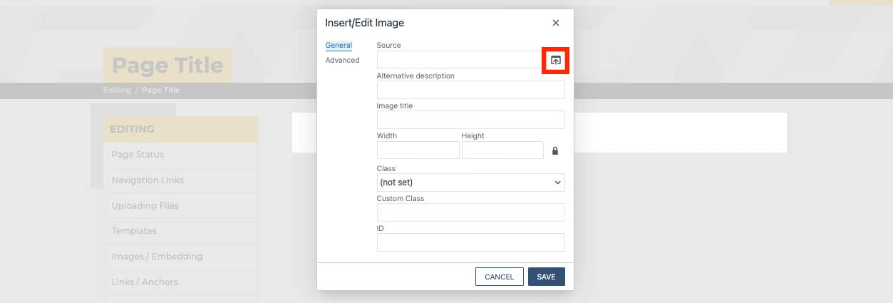 insert/edit image box