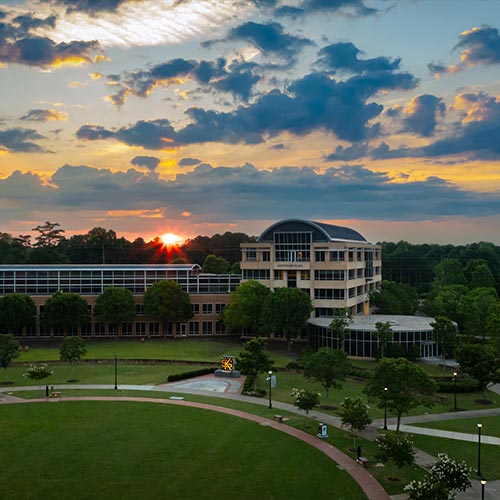 kennesaw hall building at dusk.