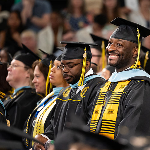 large group of students at graduation.