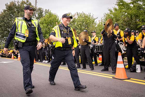 Police officers at band event