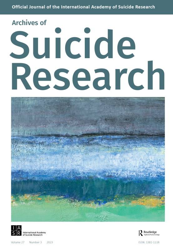 Official journal of the international acdemy of suicide research: archives of suicide research journal cover.