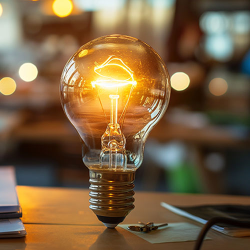 An yellow hugh light bulb representing innovative ideas