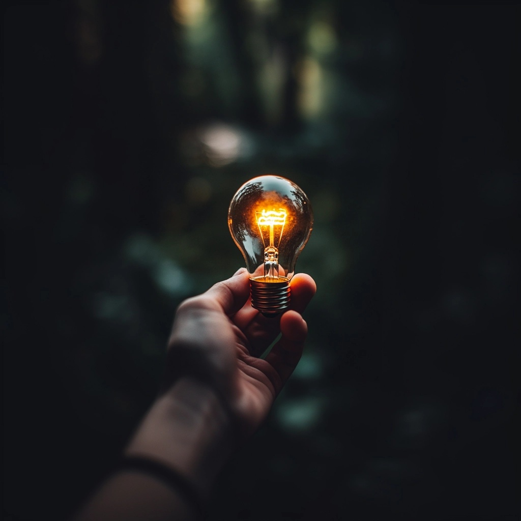 lightbulb in hands