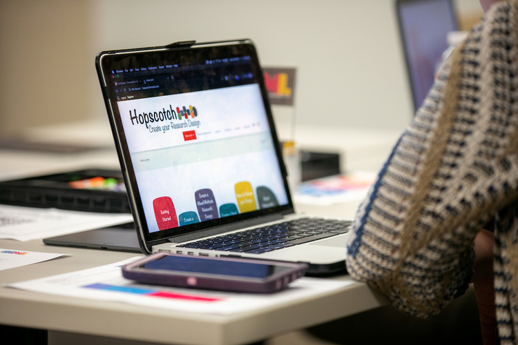 a laptop showing a user looking at hopscotch