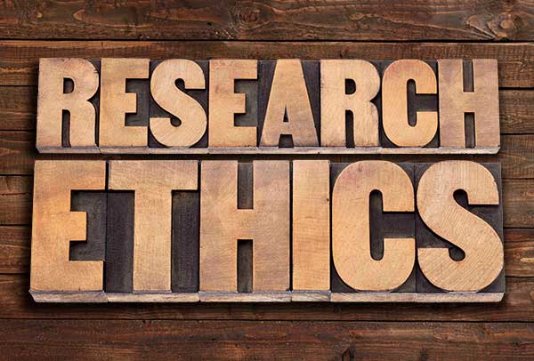 Research ethics spelled out in a word carving