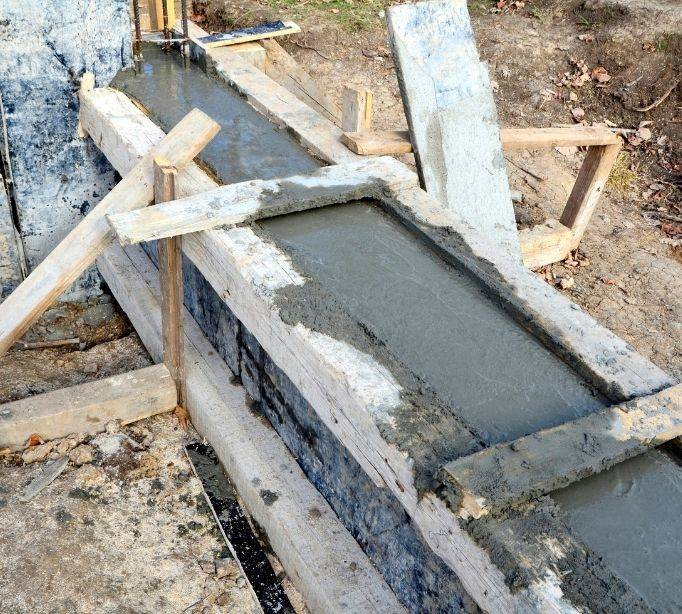 work zone of a concrete wall being built.